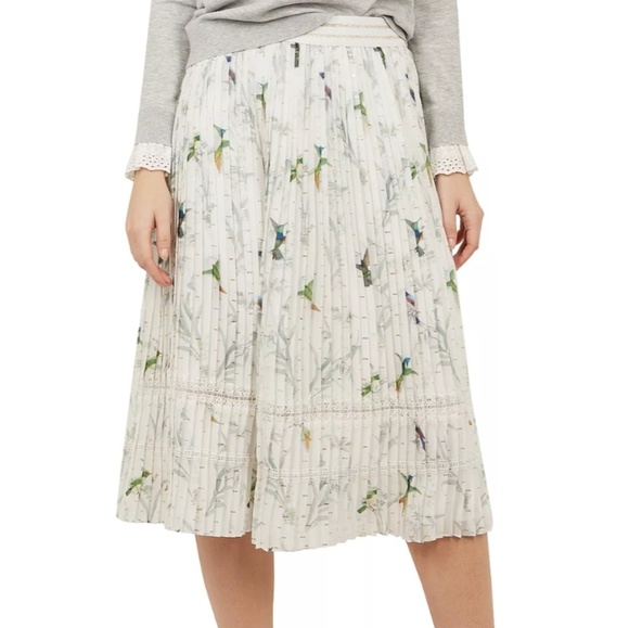 🍒NWT🍒 TED BAKER FORTUNE PLEATED MIDI SKIRT - Picture 5 of 10